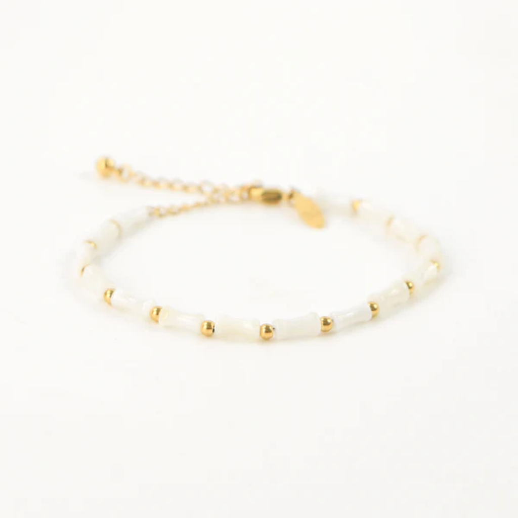 Pulsera de Nácar - Blanco y Oro