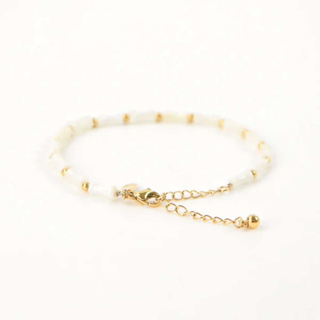 Pulsera de Nácar - Blanco y Oro