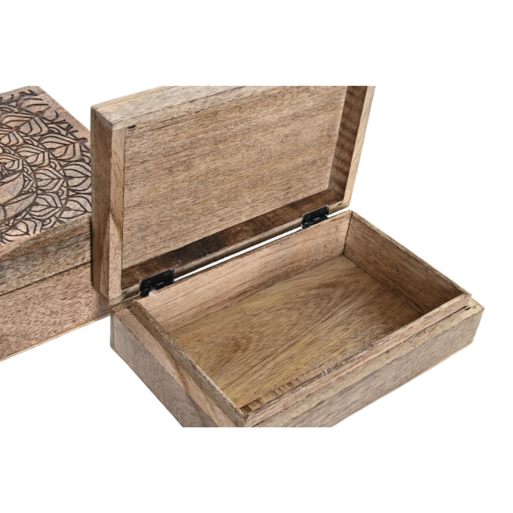 Caja de Madera de Mango Artesanal Buda Marrón